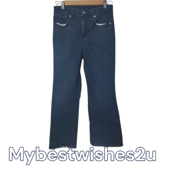 Good American Jeans Women's Size 6 Dark Blue Denim Good Legs Crop Mini Boot - Picture 1 of 16